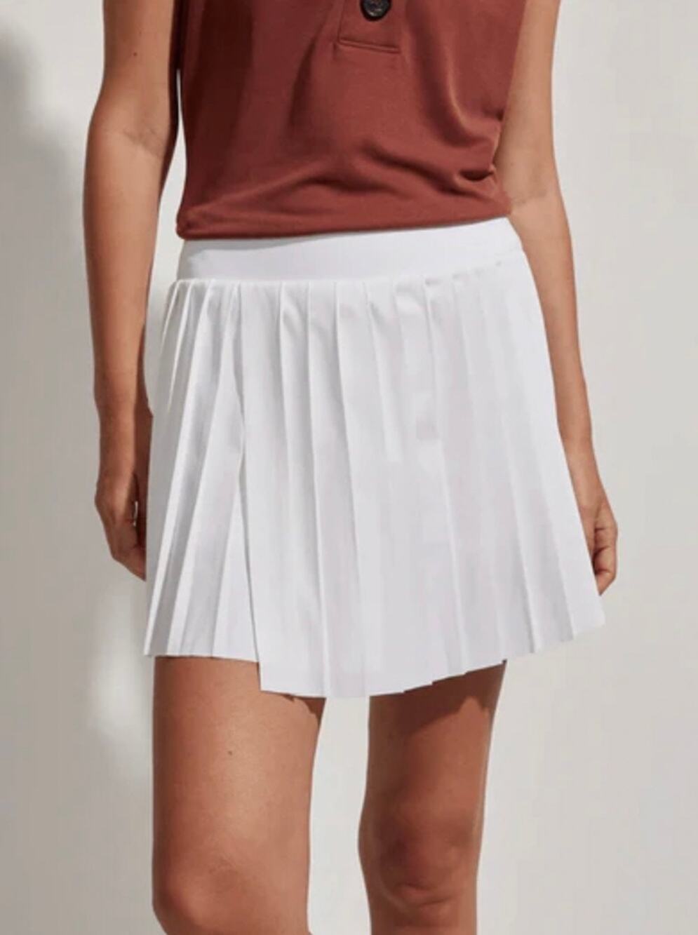 NWT Varley Kalmia Mid Rise Pleated Active Tennis Skort White Large Pickleball
